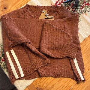 POL Brown Knit Sweater, small